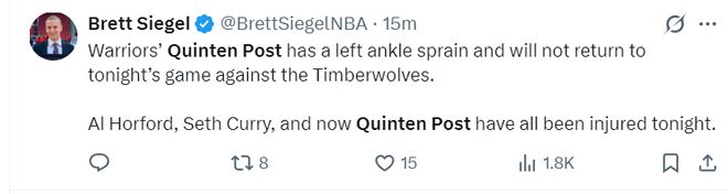 勇士四连败核心伤退 赛季前景堪忧